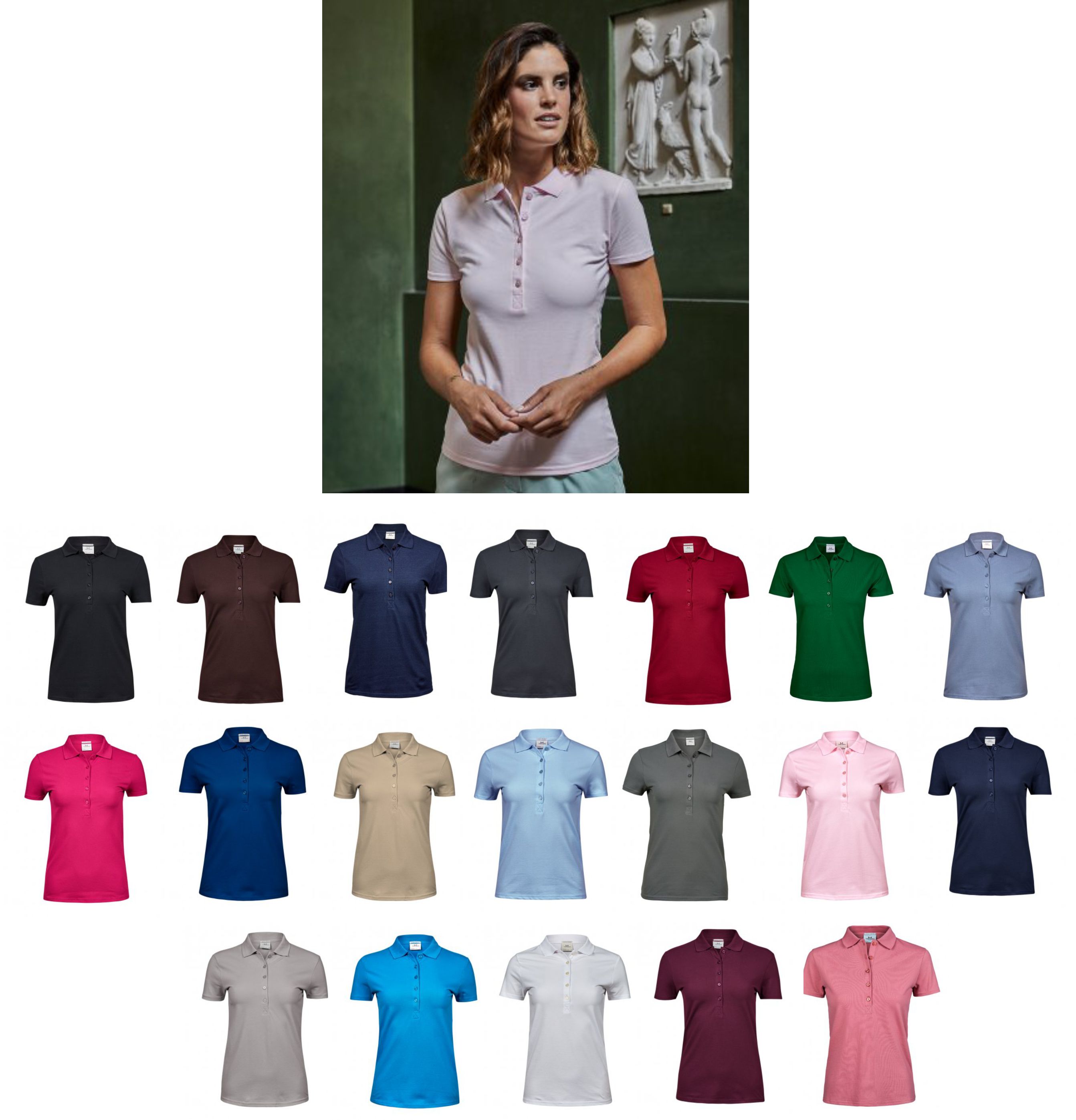 Tee Jays T145 Ladies Luxury Stretch Polo Shirt - Click Image to Close